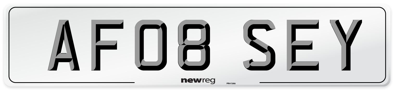 AF08 SEY Number Plate from New Reg